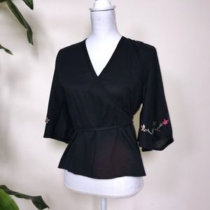 Tramp Black Kimono Wrap Top